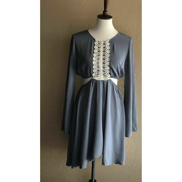 Swell Womens Gray Rayon Crochet Baja Cut Out Dress - Picture 5 of 10